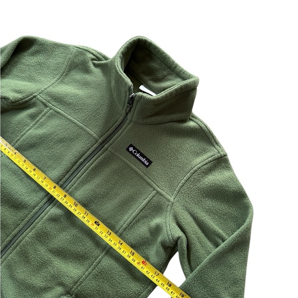 Columbia Youth Medium 10/12 Green Fleece Full Zip Jacket Pockets Outdoor - Picture 3 of 4